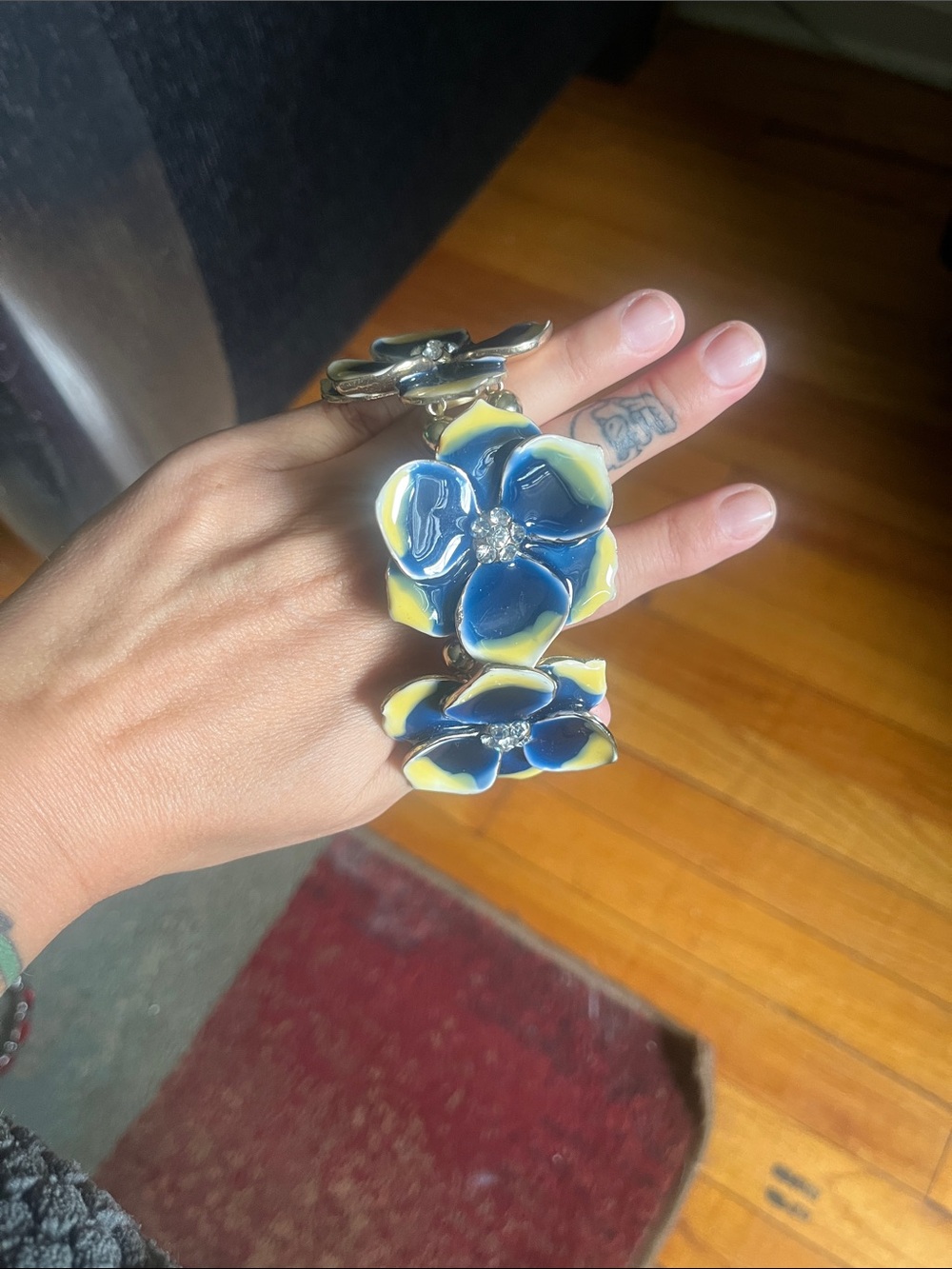 Paparazzi Blue and Yellow Floral Statement Bracelet
